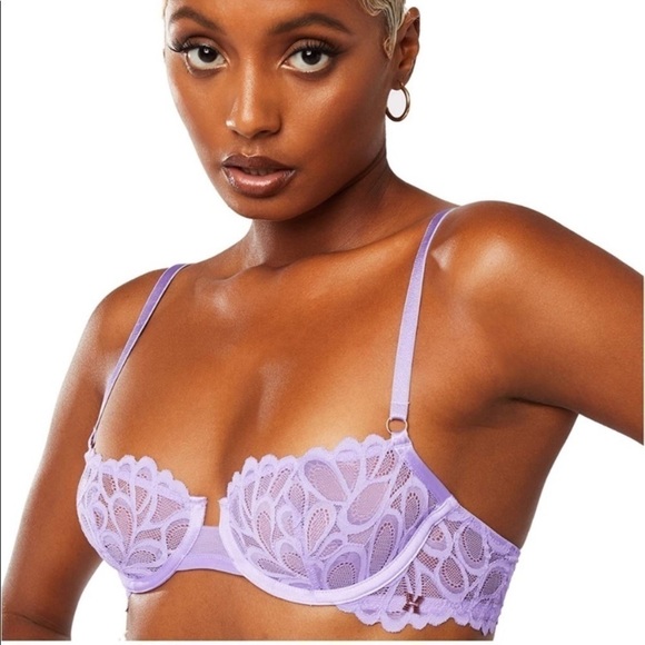 Savage X Fenty Lavender Floral Lace Bra Unlined Underwire Pretty Sexy Rihanna - Picture 1 of 14